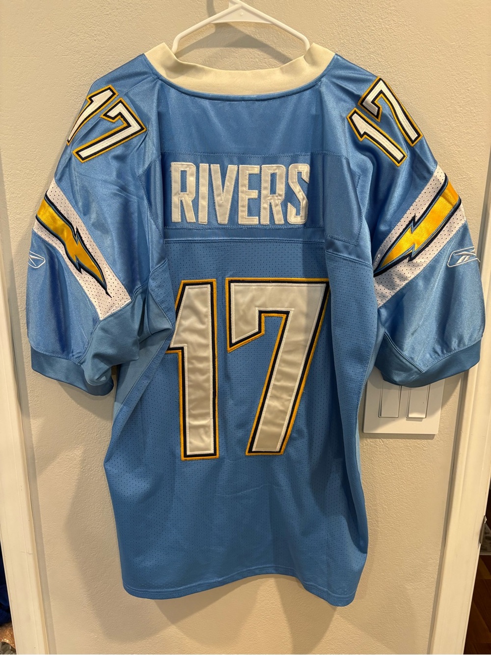 San Diego Chargers Philip Rivers on field Stitched Powder Blue Jersey Size 54 - Picture 12 of 16